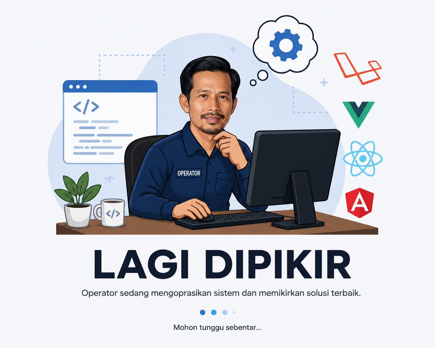 Operator sedang mengoperasikan komputer
